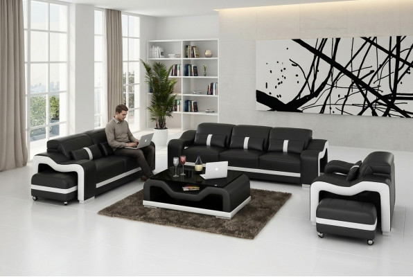 Sofá de 3 + 1 plazas, sofá de diseño acolchado moderno, grupo de juego