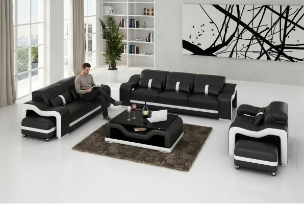 Sofá conjunto 3-2-1 grupo asientos Diseño Sofás Acolchados Sofás de cuero Relax