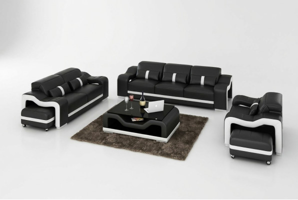 Sofá conjunto 3-2-1 grupo asientos Diseño Sofás Acolchados Sofás de cuero Relax