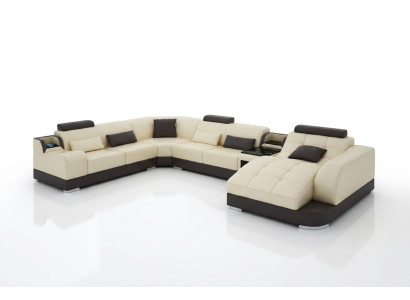 Sofá de cuero Sofá diseñador Forma U Sofá de salón Sofá Cama de esquina acolchado