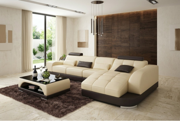 Sofá en forma de L de esquina en tela, conjunto de sofás de diseño moderno y salón.