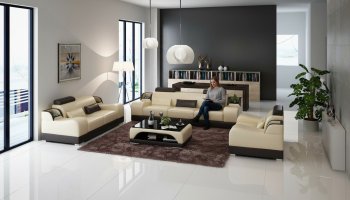 Sofá modular de 3 plazas Set de sofás Design Sofá Acolchado Sofá Sofá Moderno