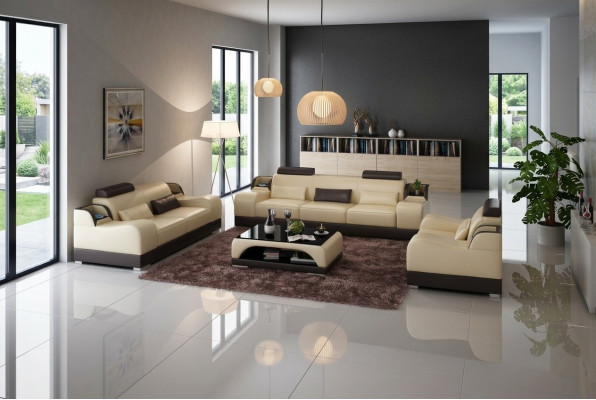 Sofá modular de 3 plazas Set de sofás Design Sofá Acolchado Sofá Sofá Moderno