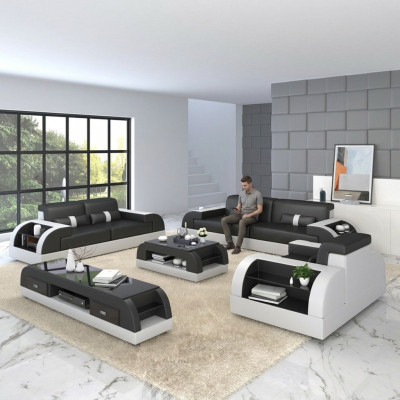 Conjunto de sofás de 3 + 3 plazas Diseño Sofás Cojines de sofá de cuero Relax.