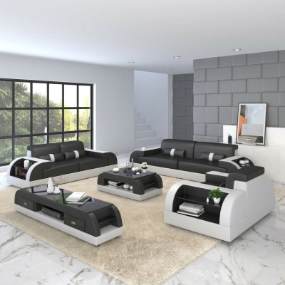 Conjunto de sofás de 3 + 3 plazas Diseño Sofás Cojines de sofá de cuero Relax.