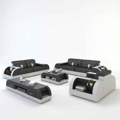 Conjunto de sofás de 3 + 3 plazas Diseño Sofás Cojines de sofá de cuero Relax.