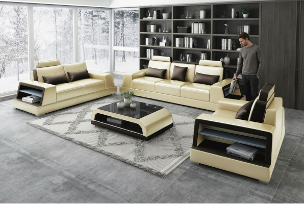 Sofá Set de sillones Diseño Sofás Sofás tapizados Sofás de cuero Modernos 3+3