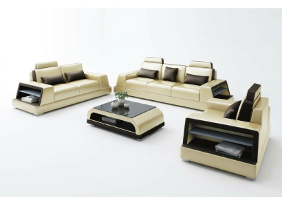 Sofá Set de sillones Diseño Sofás Sofás tapizados Sofás de cuero Modernos 3+3
