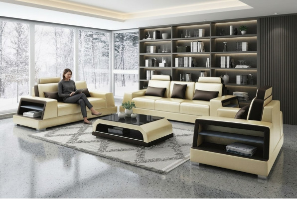 Sofá sofá tapizado de 3 plazas Sofás de cuero Sofás Sillones Conjuntos de asientos de tres plazas