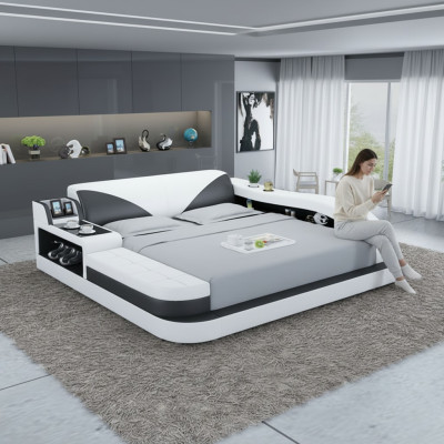 Cama multifuncional, camas dobles, armazón de cama moderno, camas de 180x200 cm.