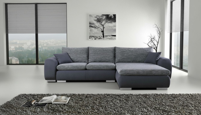 Sofá esquinero con función de cama Sofá gris con cojines de tela Sofás Sofá