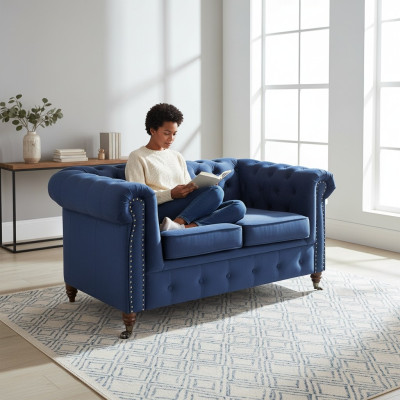 diseñador 2 plazas sofás de tela sofás nuevos Chesterfield sofá tapizado