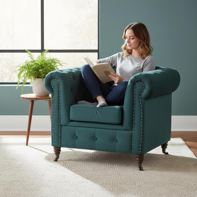Sillón Chesterfield de 1 plaza Sofá con tapizado de sofá nuevos Lounge Club.