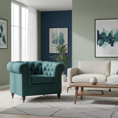 Sillón Chesterfield de 1 plaza Sofá con tapizado de sofá nuevos Lounge Club.