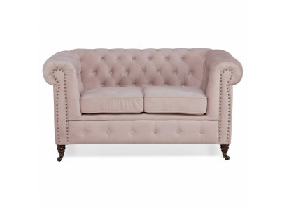Sofá tapizado de dos plazas de lujo, tela de tela, juego de sofás Chesterfield nuevo.