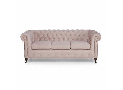 Muebles Chesterfield clásicos de 3 plazas en tela - Sofá de diseño elegante nuevo.