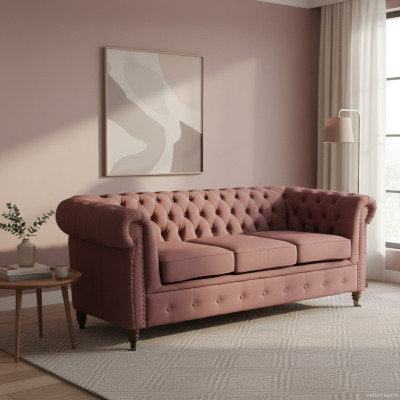 Muebles clásicos Chesterfield sofá de 3 plazas tela tela sofá diseño elegante nuevo