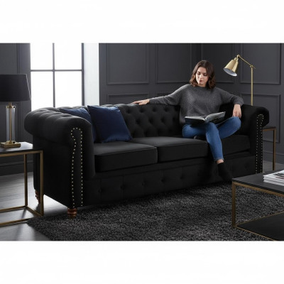 Chesterfield sofá de 3 plazas en tela Sofá de diseño elegante, clásico Muebles nuevos