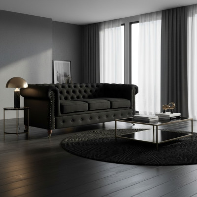 Chesterfield sofá de 3 plazas en tela Sofá de diseño elegante, clásico Muebles nuevos
