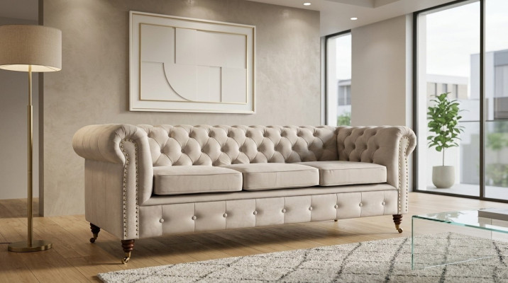 Diseño Chesterfield Conjunto de sofá sofá sofá acolchado 3+2+1 plazas