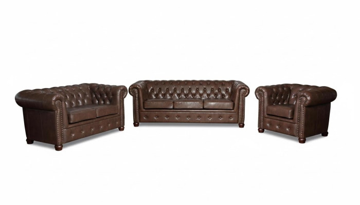 Chesterfield sofá de 3 plazas Sofá de cuero Sofá Tapizado Asientos Sofás de tres plazas