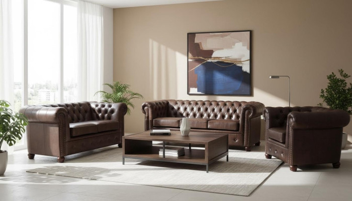 diseñador 2 plazas sofás de tela sofás nuevos Chesterfield sofá de cuero sofá