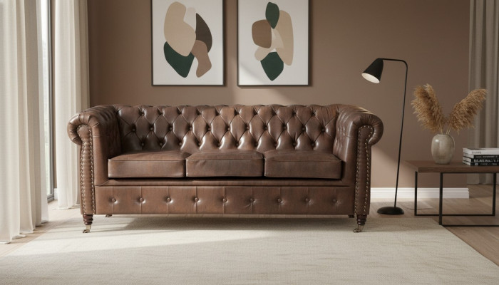 Conjunto de sofá chesterfield de diseñador, sofá, sofá, set de tapicería de 3+2+1 plazas.