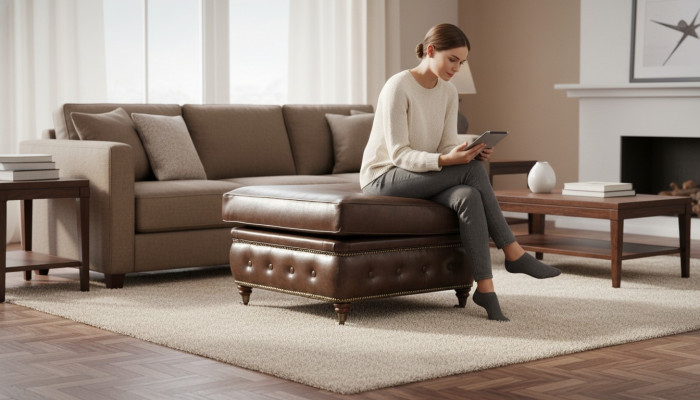 Chesterfield Puf Club Lounge Hocker Cuero Textil Otomano Diseñador