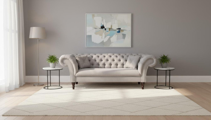 Sofá Chesterfield de tres plazas tapizado Kunstleder