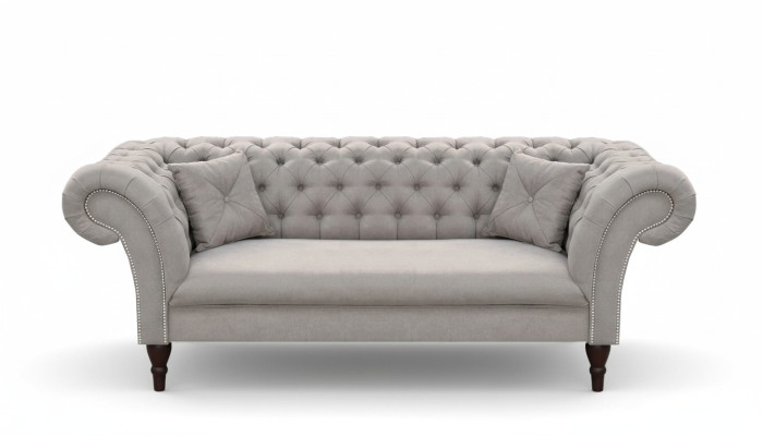 Sofá Chesterfield de tres plazas tapizado Kunstleder