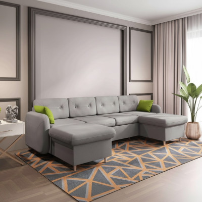 Sofá cama en forma de U de tela con función de cama, sofá de esquina de diseño decorativo.