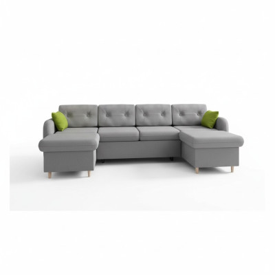 Sofá cama en forma de U de tela con función de cama, sofá de esquina de diseño decorativo.