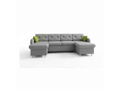 Sofá cama en forma de U de tela con función de cama, sofá de esquina de diseño decorativo.