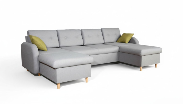 Sofá de esquina de tela con función de cama en forma de U, diseño de sofá decorativo.