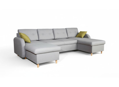 Sofá de esquina de tela con función de cama en forma de U, diseño de sofá decorativo.