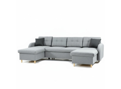 Sofá de esquina en forma de U de tela con función de cama, decoración de sofá diseño de tapicería.