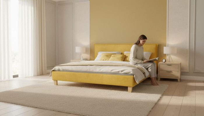 Cama tapizada de diseñador Cama Camas Cama textil Cama de matrimonio Cama doble Cama de diseñador