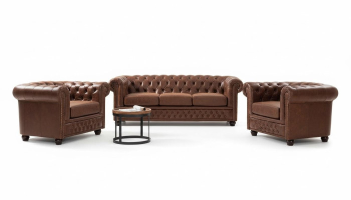 Sofá tapizado de tela Chesterfield, juego de sofás de 3 plazas.
