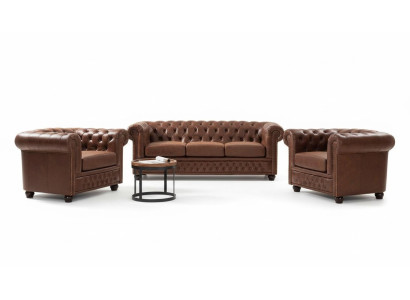Sofá tapizado de tela Chesterfield, juego de sofás de 3 plazas.