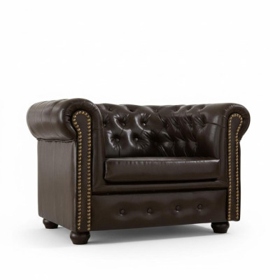 Sillón Chesterfield, sofá para televisión de 1 plaza, sofá de cuero y tela, tapizados de sofá.