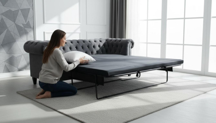 Chesterfield sofá de 3 plazas con función de cama, conjunto de tapicería de sofá.