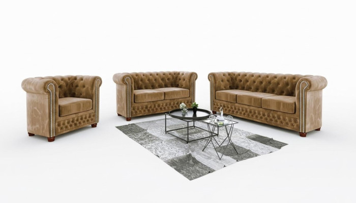 Conjunto de sofá Chesterfield con tapizado de sofá, asientos, juegos de 3-2-1 plazas de sofá.
