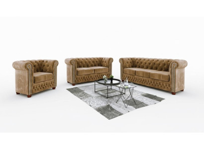 Conjunto de sofá Chesterfield con tapizado de sofá, asientos, juegos de 3-2-1 plazas de sofá.