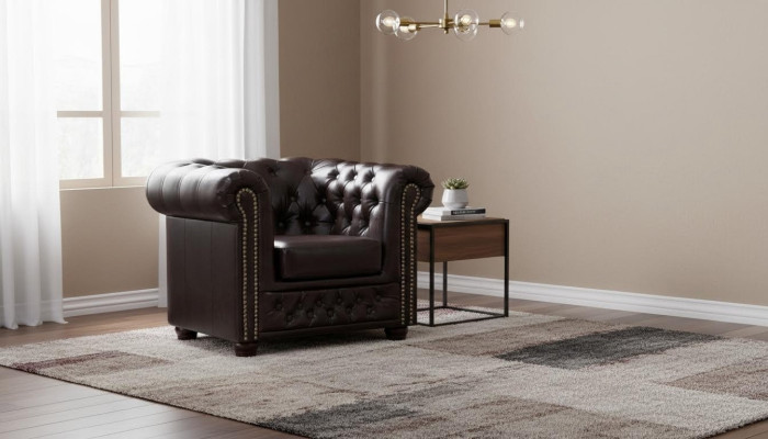 Chesterfield Sillón TV Sofá de 1 Plaza Sofá de Tela de Cuero Sofás Acolchados.
