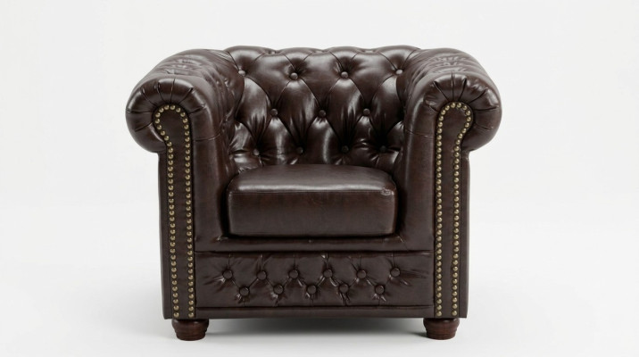 Chesterfield Sillón TV Sofá de 1 Plaza Sofá de Tela de Cuero Sofás Acolchados.