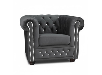 Sofá Chesterfield de tela de un asiento para televisión y relajación, nuevo.