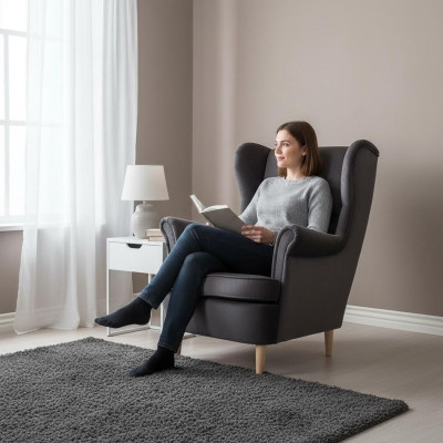 Chesterfield sillón de orejas sillón sofá tapicería asiento salón relax gris
