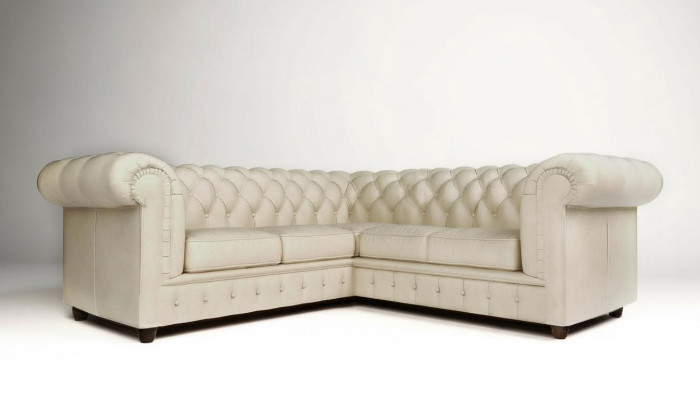 Sofá de esquina Chesterfield en forma de L tela diseño sofá acolchado asiento sofá textil