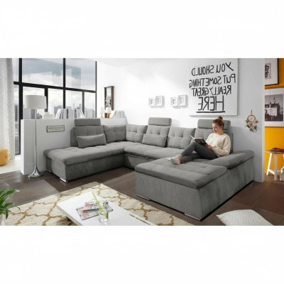 Sofá de esquina en forma de U Sofá salón Conjunto Función de cama Acolchado Diseño