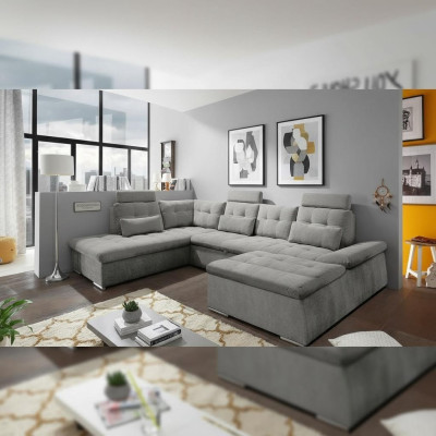 Sofá de esquina en forma de U Sofá salón Conjunto Función de cama Acolchado Diseño